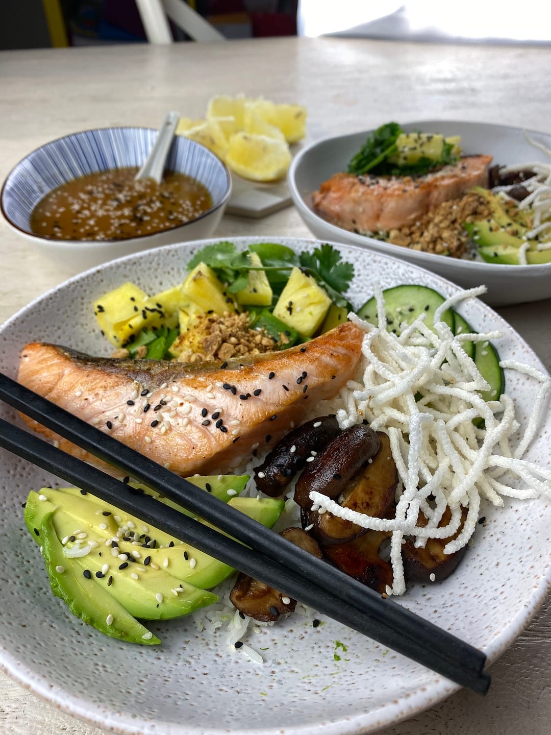 Seared Salmon Poke Bowl - Little Fusspot